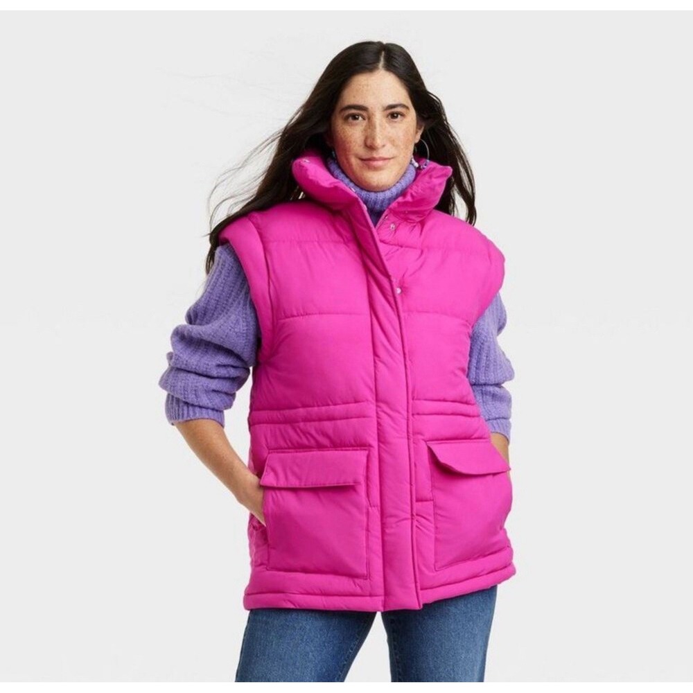 Universal Thread Full Zip Snap Quilted Puffer Ves… - image 1
